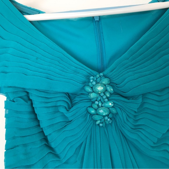 Elegant Turquoise/Teal Silk Dress - Picture 3 of 8